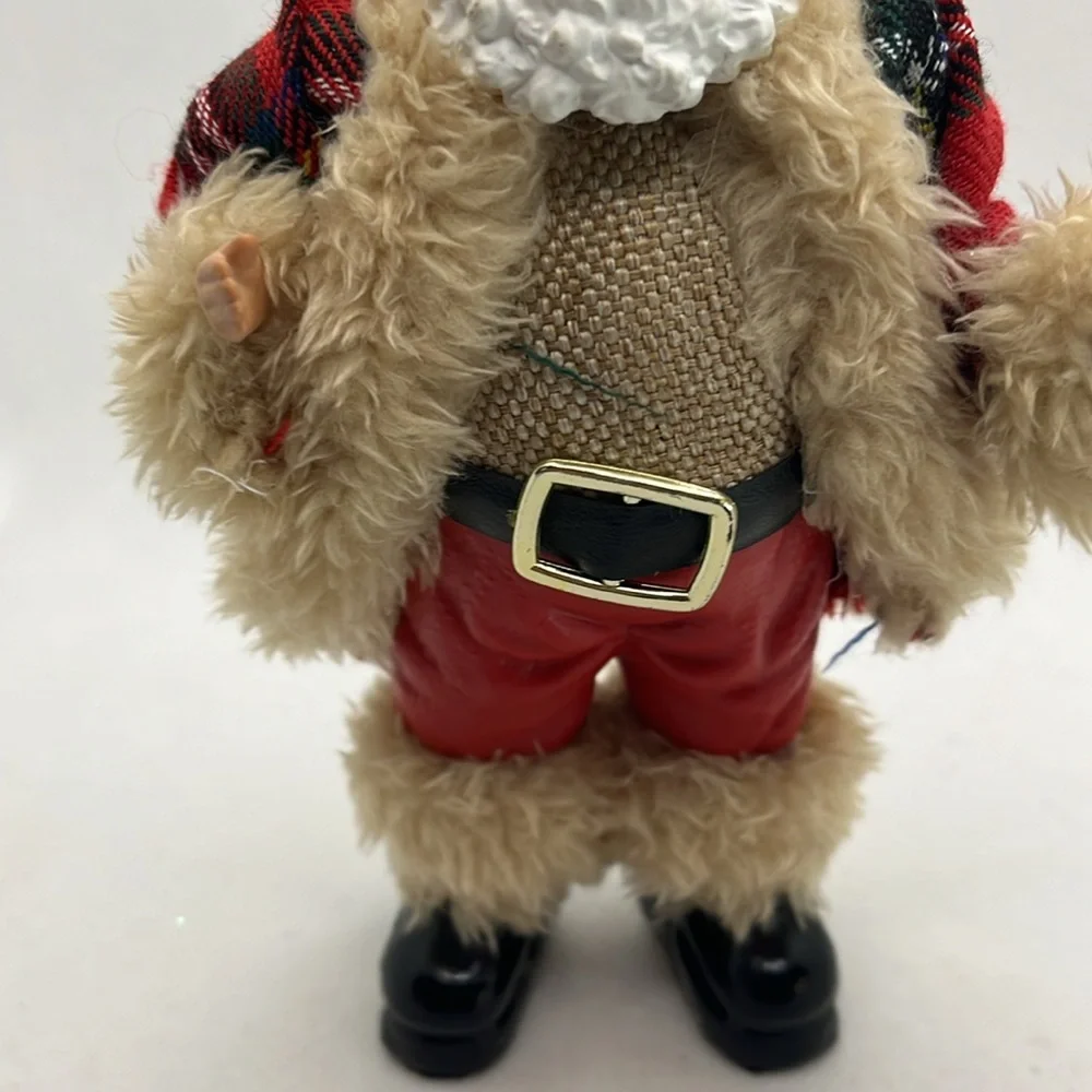 Old World Santa Claus Ornament Plaid Red 7”